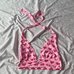 Heart pattern halter crop top